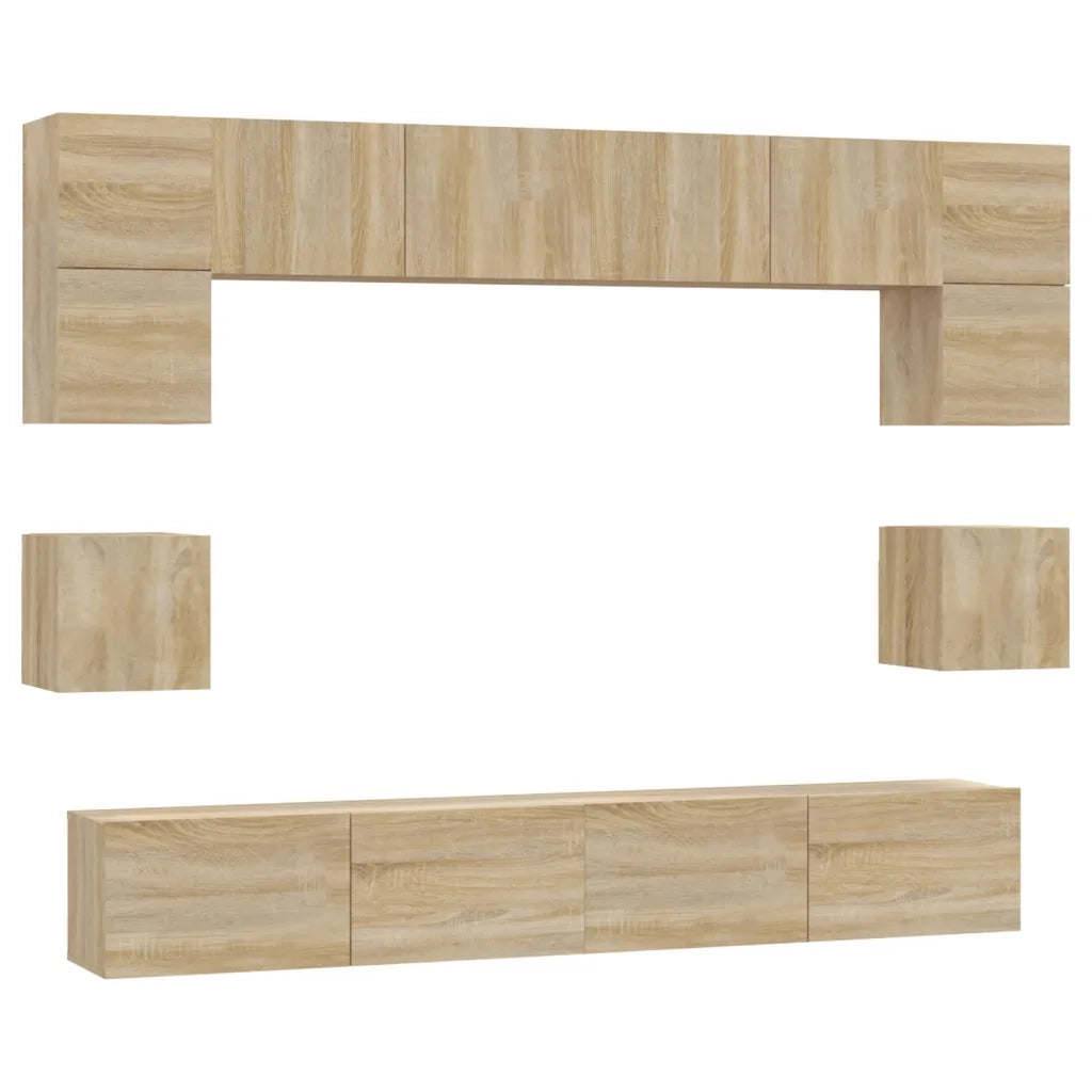 Set Mobili Porta TV 8pz Rovere Sonoma in Legno Multistrato cod mxl 69286