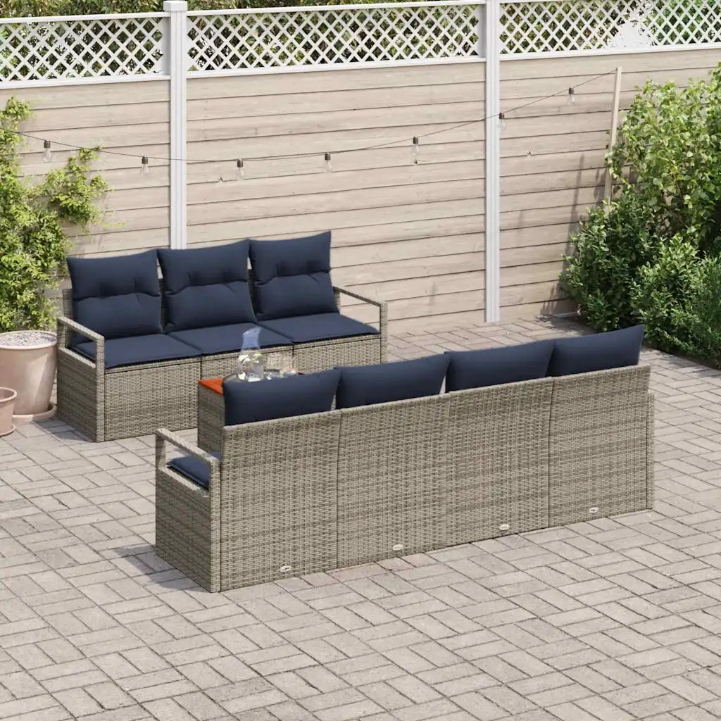 Set Divano da Giardino con cuscino 8 pcs Grigio polyrattan