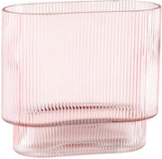 Vaso per fiori con decorazione a canne, vaso di vetro rosato per tulipani, vaso moderno per fiori, vaso di vetro a canne per occasioni speciali, 18 cm