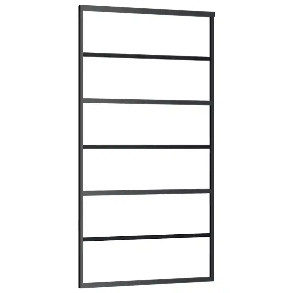 Porta Scorrevole in Vetro ESG e Alluminio 102x205 cm Nera 151016