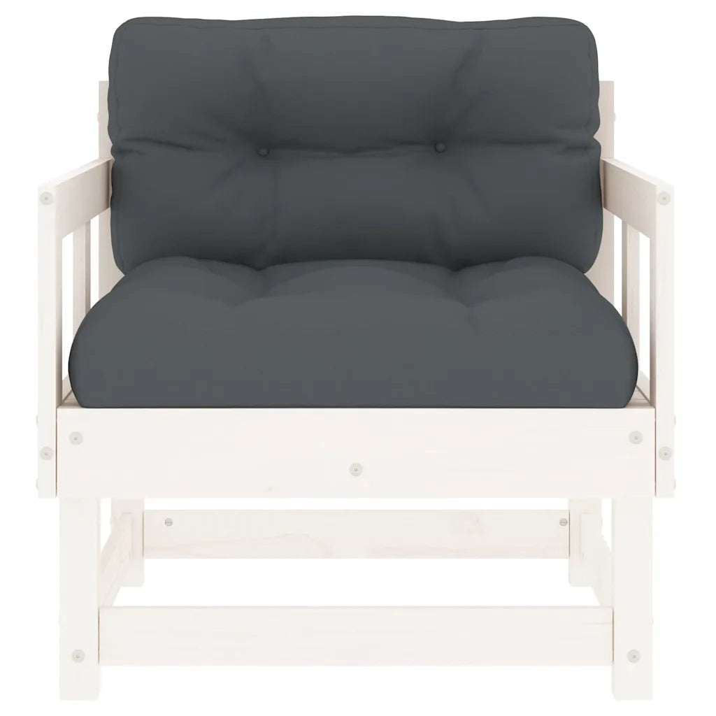 Sedie da Giardino con Cuscini 2pz Legno Massello di Pino Bianco 825444
