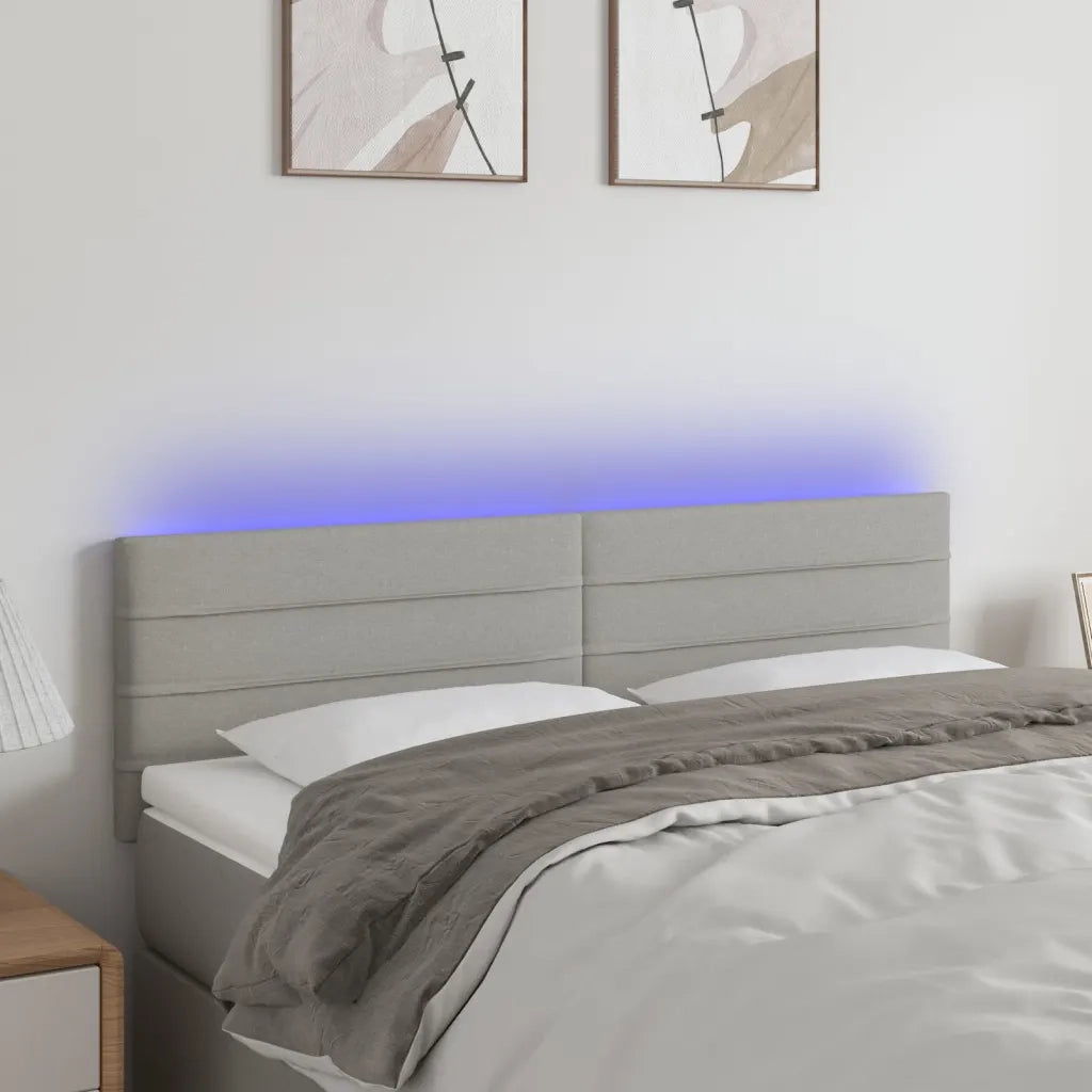 Testiera | Testata a LED Grigio Chiaro 144x5x78/88 cm in Tessuto