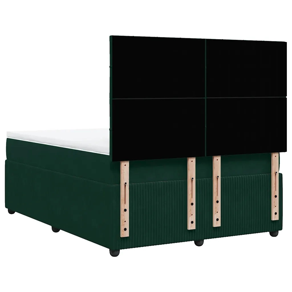 Giroletto a Molle con Materasso Verde Scuro 140x200 cm Velluto