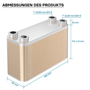 Scambiatore a piastre saldobrasate in acciaio inox, 50 piastre Max 285 kW