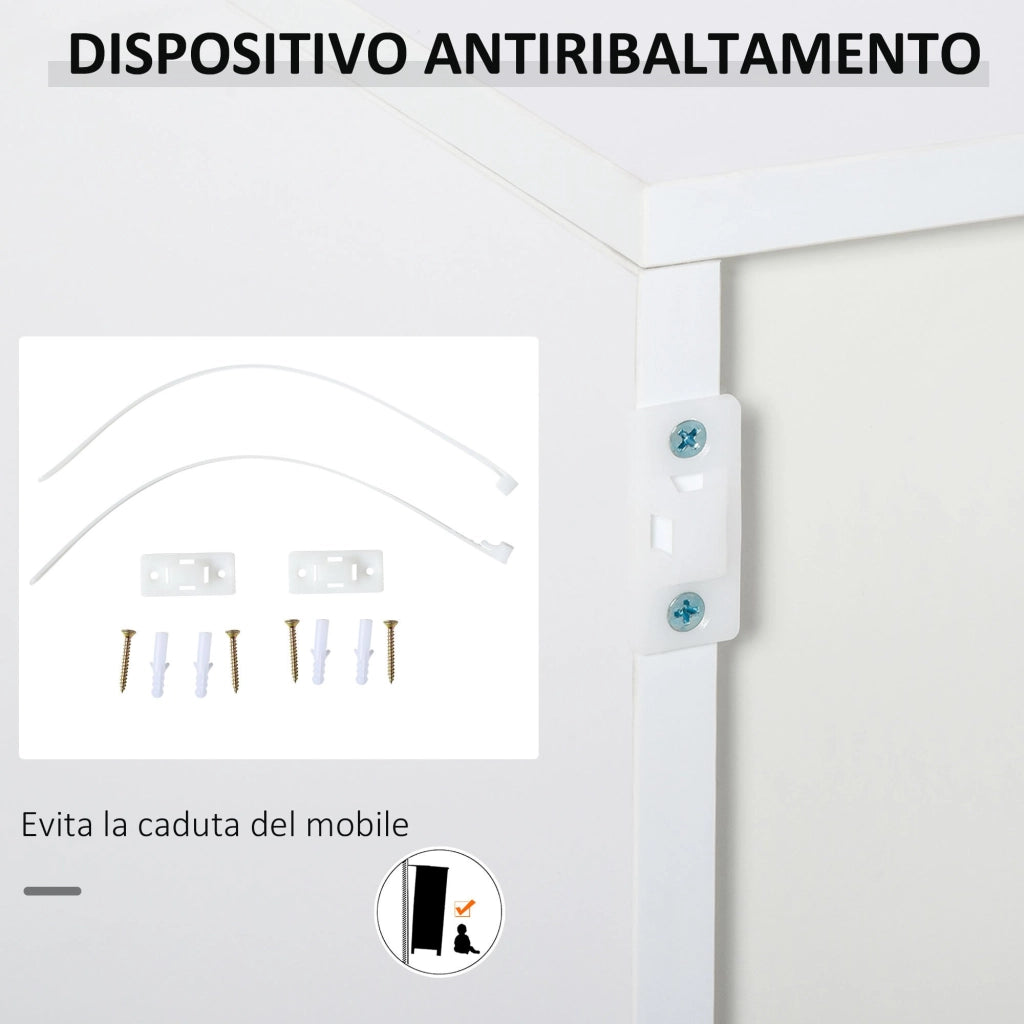 EasyComfort Mobiletto 2 Cassetti e 2 Ante, Apertura a Pressione, Mobile con 2 Cassetti e 2 Ante per Casa e Ufficio, 79x36x74cm, Grigio Chiaro e Bianco