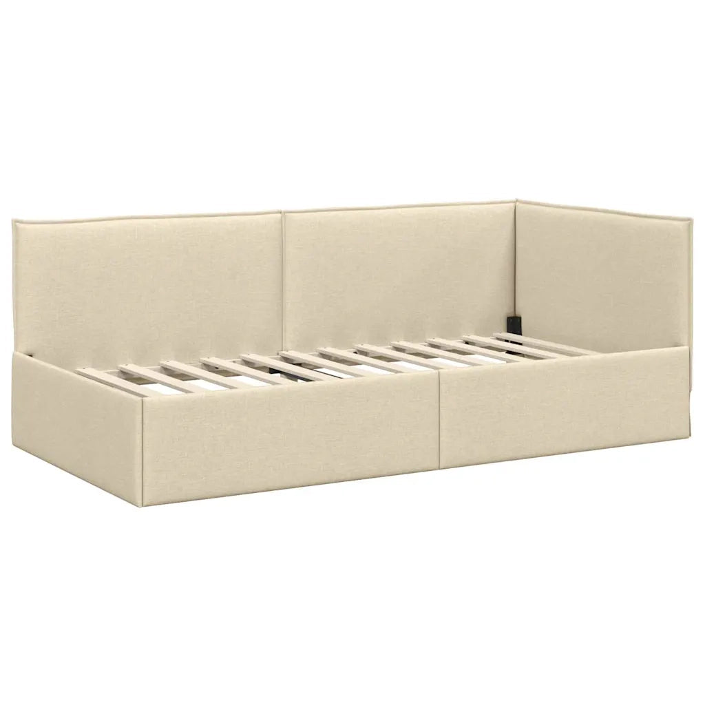 Struttura Letto Angolare con Materasso 2 pz-Giroletto con materasso Crema Velluto 873111