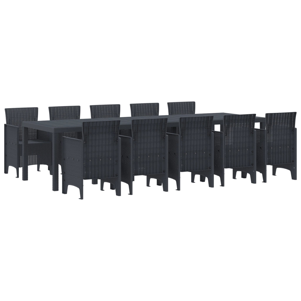 Set da Pranzo da Giardino 11 Pezzi Antracite Rattan Sintetico
