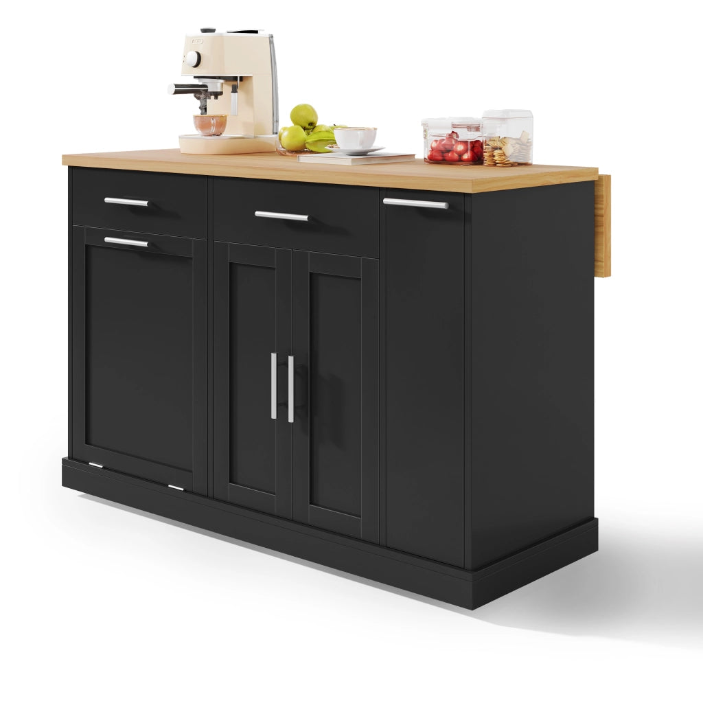Isola Cucina su Ruote con Piano Ribaltabile e 2 Cassetti ¨C MINIMAL ¨C 120x45x93 cm