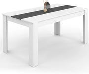 GEORGIA Tavolo da pranzo rettangolare bianco e grigio per 8 persone 160 x 80 cm