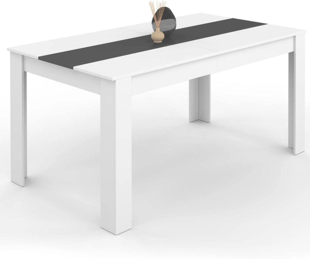GEORGIA Tavolo da pranzo rettangolare bianco e grigio per 8 persone 160 x 80 cm
