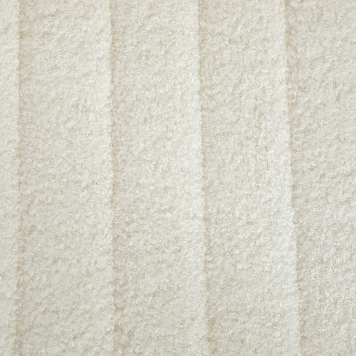 Panca Fondoletto in Tessuto Effetto Ciniglia Gambe a Forcina in Metallo 118,5x46x49,5 cm Crema