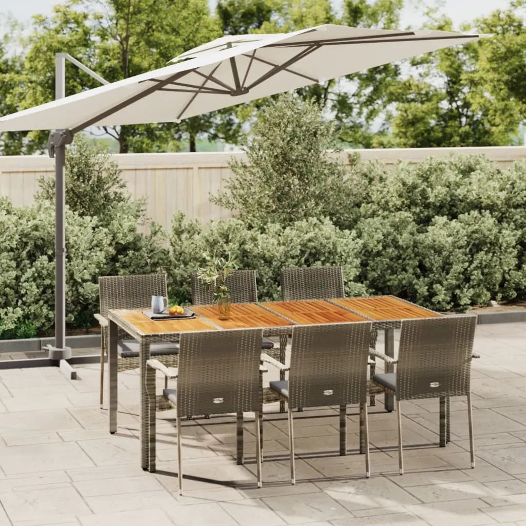 Set da Pranzo da Giardino 7 pz con Cuscini in Polyrattan Grigiocod mxl 100385