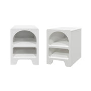 Set 2 comodini effetto legno bianco, 2 nicchie, bianco