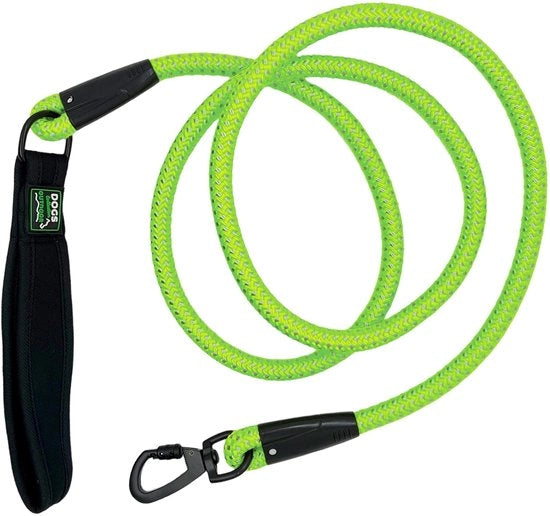 Cinturone per cani - Riflettente - Manico con guanto di neoprene morbido - Giallo neon - Duraturo e sicuro - Adatto per cani fino a 24 kg - 1,80 m