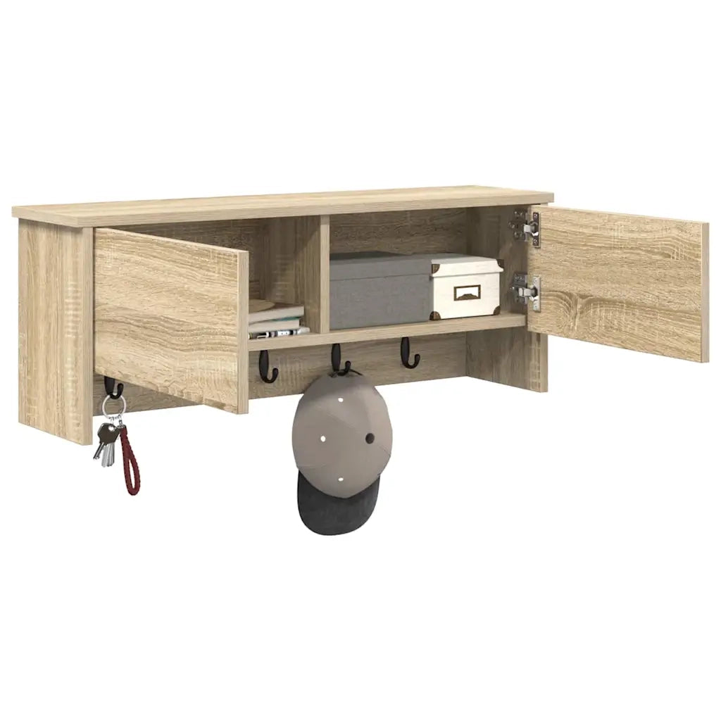 Appendiabiti a muro con porta Rovere Sonoma 80 x 20 x 30 cm 874341