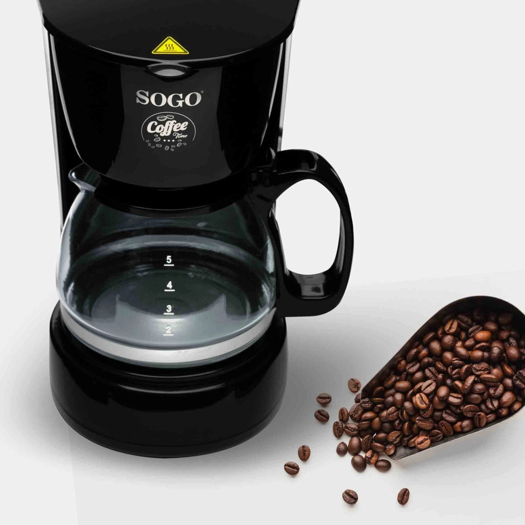 Macchina caffè americano elettrica a goccia, caraffa vetro termoresistente 0,6L, filtro permanente 650W 4 tazze - SOGO