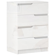 CASSETTIERA 4 CASSETTI MODERNA E MINIMAL IN LEGNO 60X40X85 CM BIANCO LUCIDO