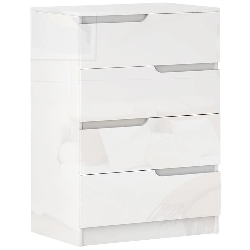 CASSETTIERA 4 CASSETTI MODERNA E MINIMAL IN LEGNO 60X40X85 CM BIANCO LUCIDO