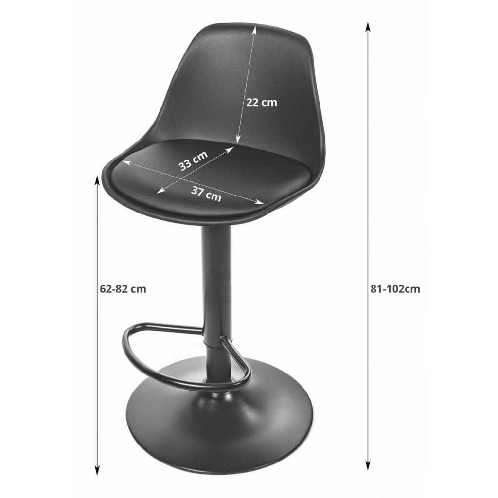 Sgabello da bar HOGA girevole nero con base cromata