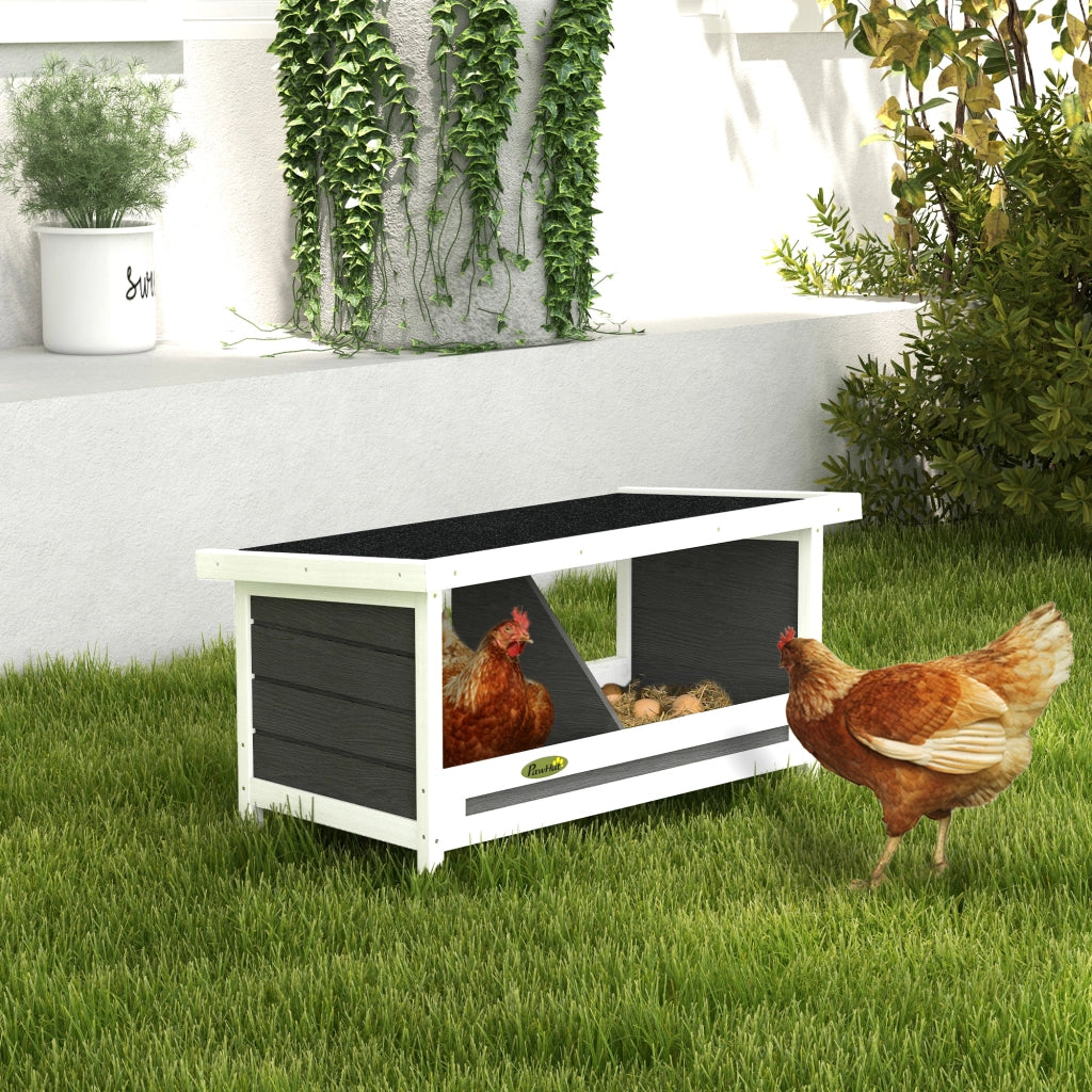 Casetta per Galline in Legno ¨C zephmum ¨C 2 Nidi, 2 Scomparti, Tetto Grigio