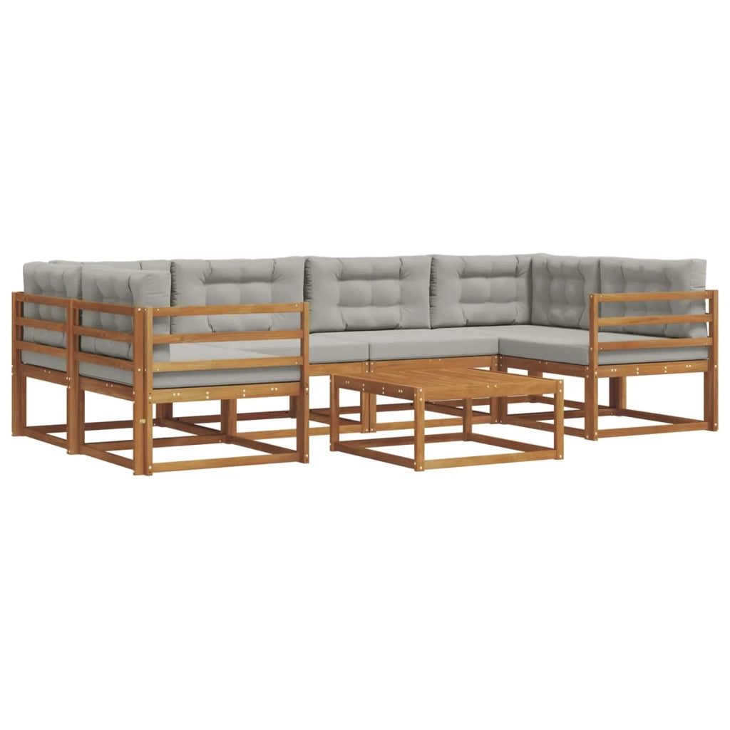 Set di divani da esterno 7 pcs Grigio Naturale e Chiaro 3367249