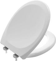 Coperchio di toilette con meccanismo softclose, sedile di toilette in PP resistente alla rottura, sedile di toilette con chiusura rapida, montaggio semplice con template, ergonomico, compatibile con toilette standard – Bianco