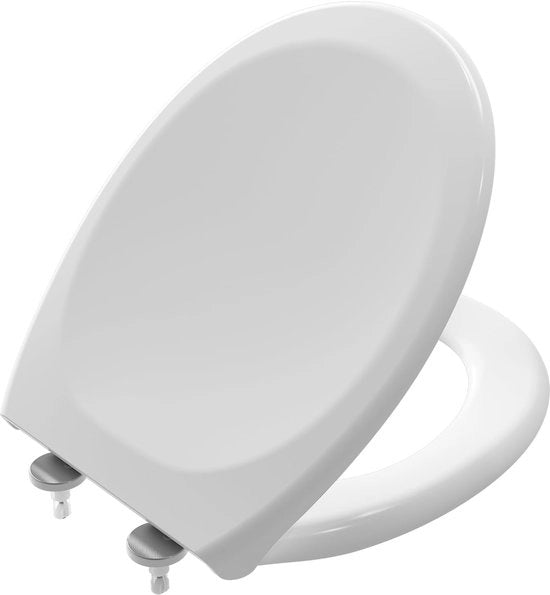 Coperchio di toilette con meccanismo softclose, sedile di toilette in PP resistente alla rottura, sedile di toilette con chiusura rapida, montaggio semplice con template, ergonomico, compatibile con toilette standard – Bianco