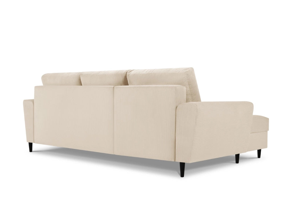 Cosmopolitan Design - Divano convertibile angolare sinistro con contenitore "Kyoto" 4 posti in velluto a coste beige 