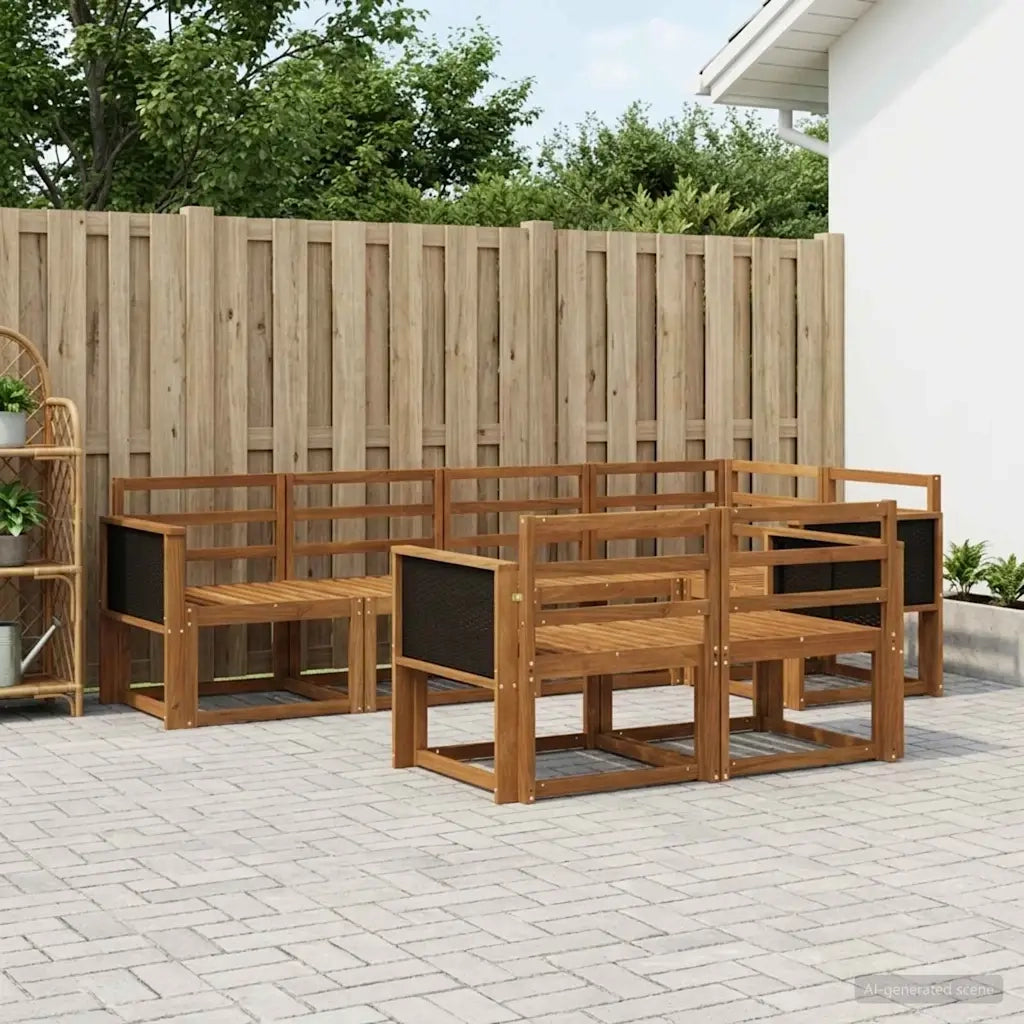 Set di divani da esterno 7 pcs Naturale