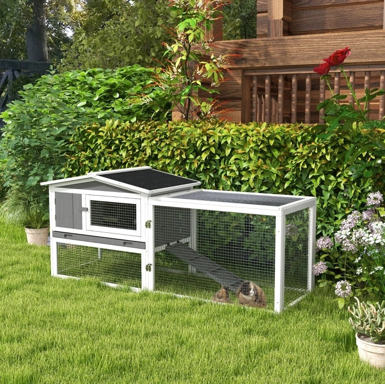 Recinto per piccoli animali in legno grigio 156 x 58 x 68 cm