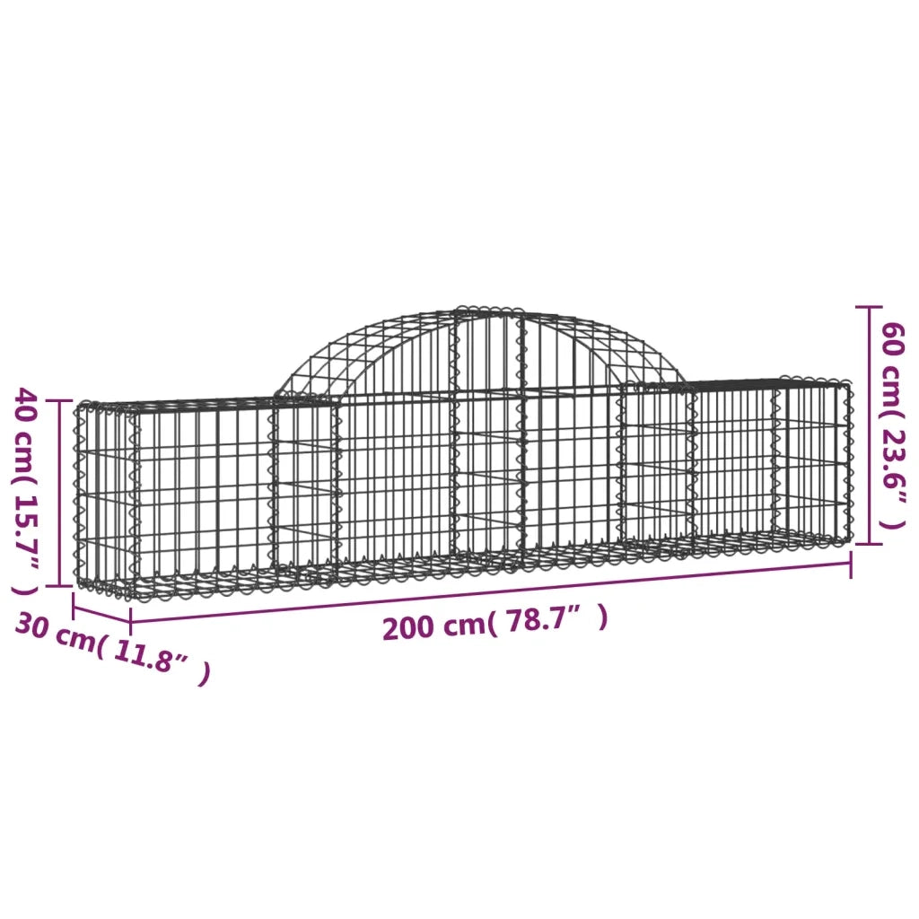 Cesti Gabbioni ad Arco 4 pz 200x30x40/60 cm Ferro Zincato 3146049