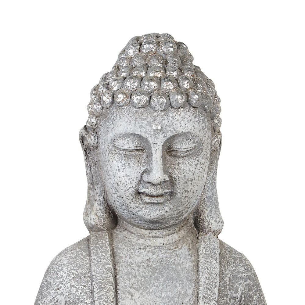 Figurina decorativa Grigio MgO 70 cm Pezzo d'accento Budda Decorazione per interni esterni Soggiorno