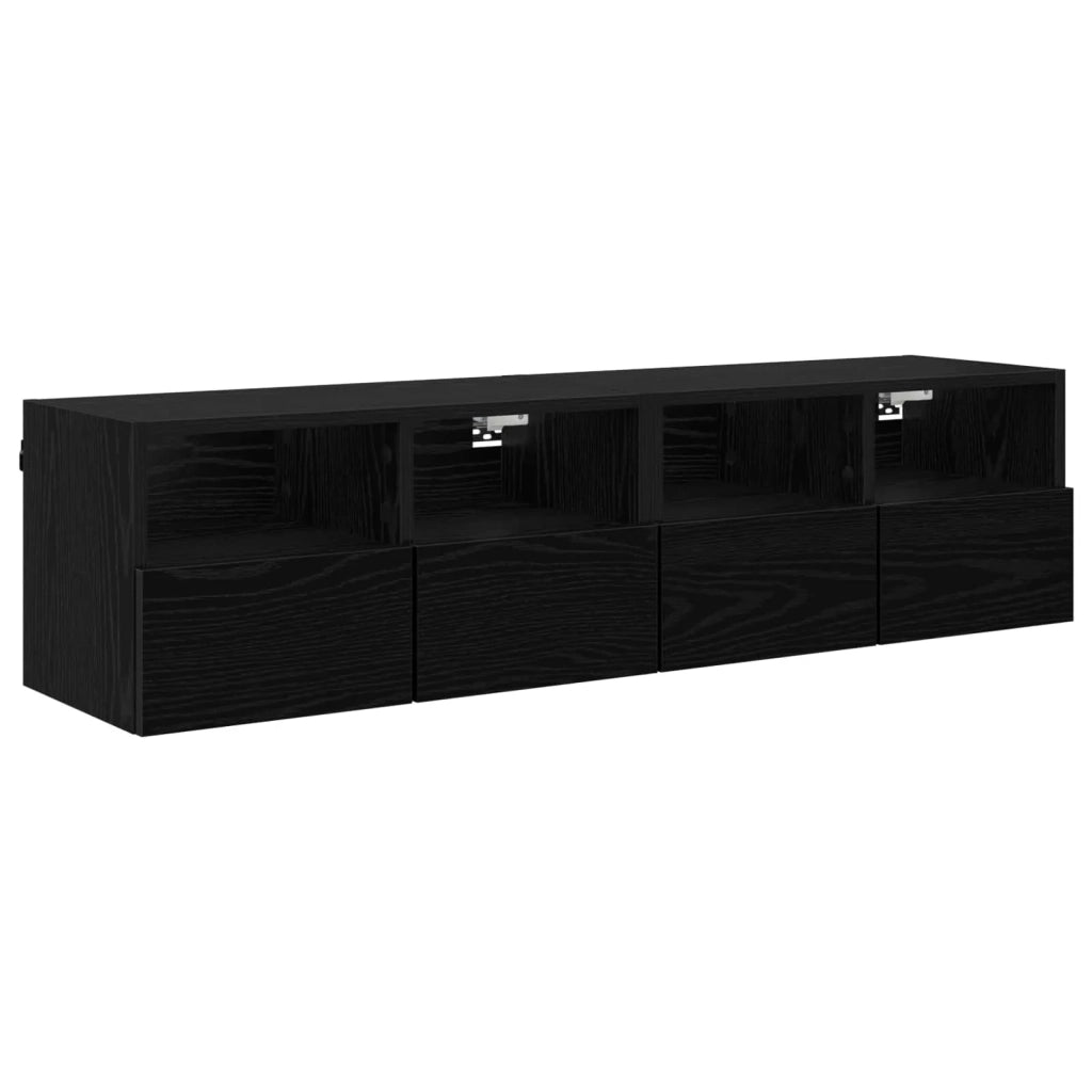 Mobiletti TV da Parete 2 pcs Rovere Nero 60 x 30 x 30 cm 882927