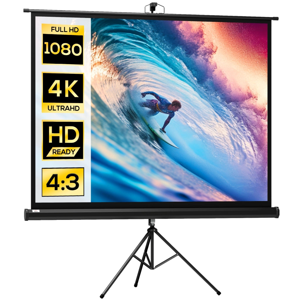 Schermo di Proiezione per Videoproiettore Formato 4:3 Telo per Home Cinema e Ufficio Pratico Nero