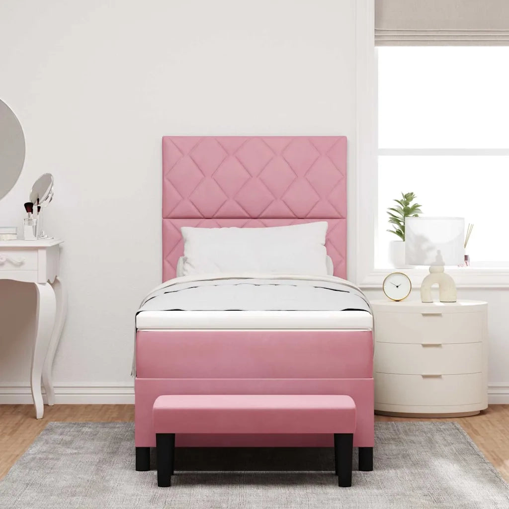 Letto a molle con testiera Rosa 190 x 90 cm Velluto 3344551