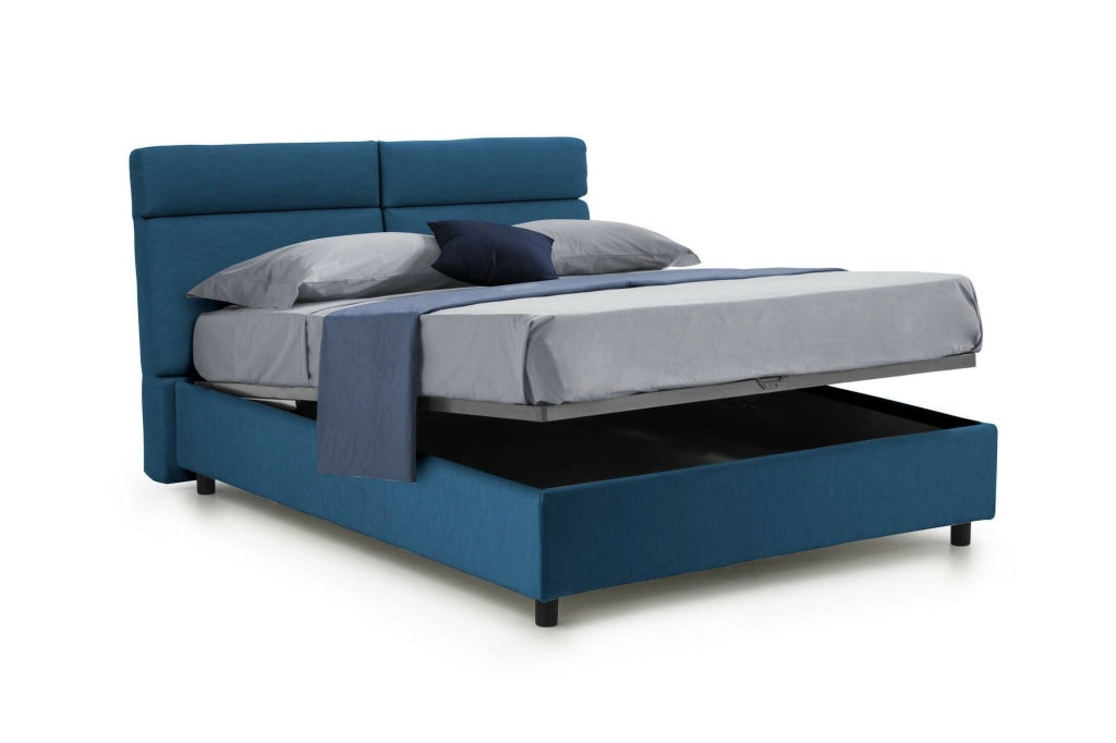 Letto Matrimoniale Asica, Letto Matrimoniale Materasso Incluso Made in Italy, blu