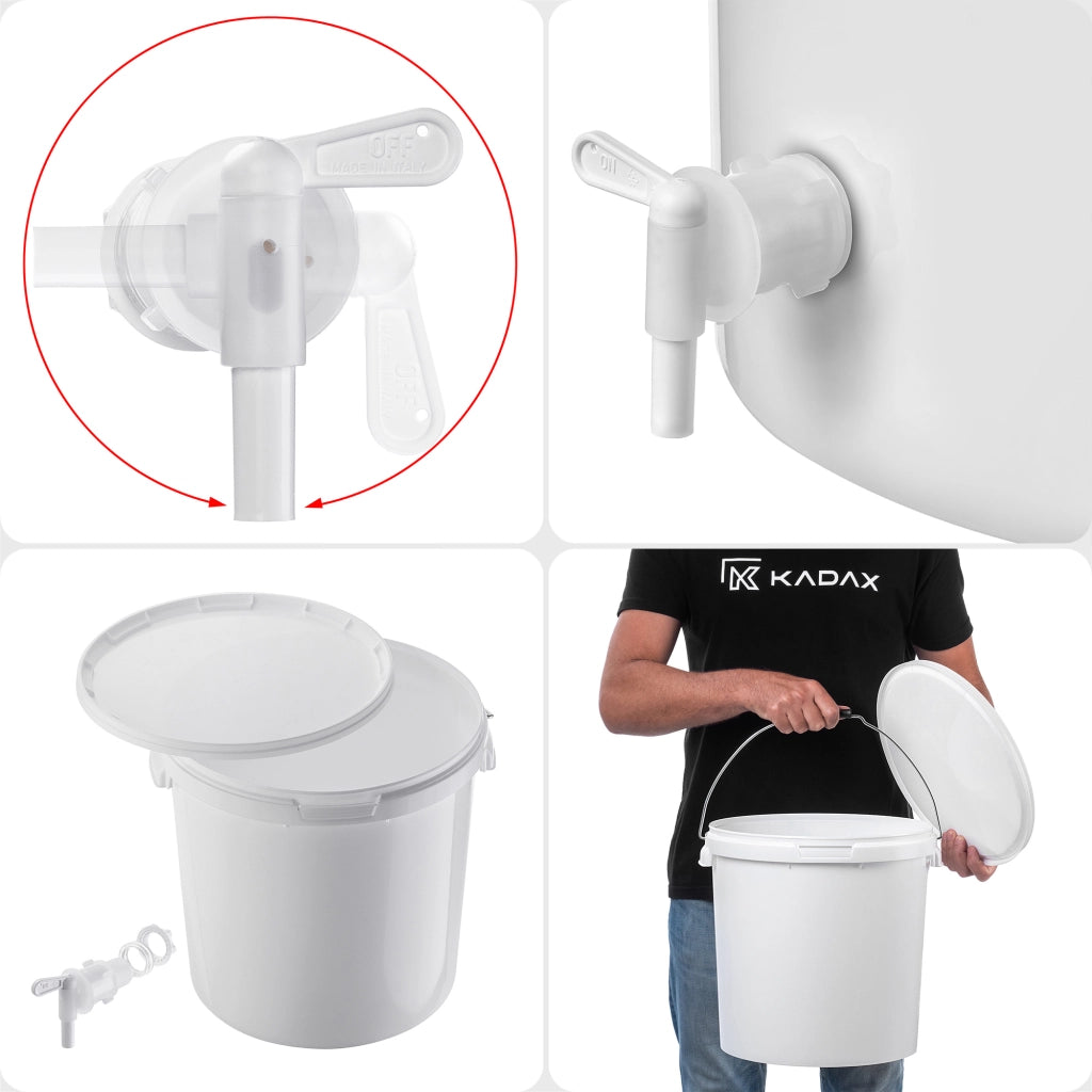 Contenitore di fermentazione KADAX da 20 litri, secchio per vino, liquori e birra, con coperchio e rubinetto.