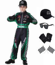Costume da guida per bambini con guanti - Occhiali da sole - Cappuccio - Adatto per feste - Ideale per bambini - Costume da corsa