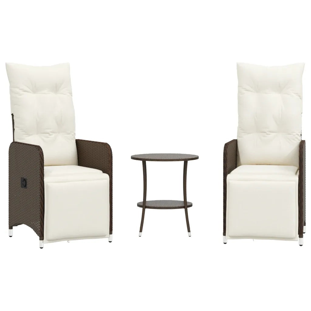 Sedie da Giardino Reclinabili 2 pz con Tavolo Polyrattan 365706