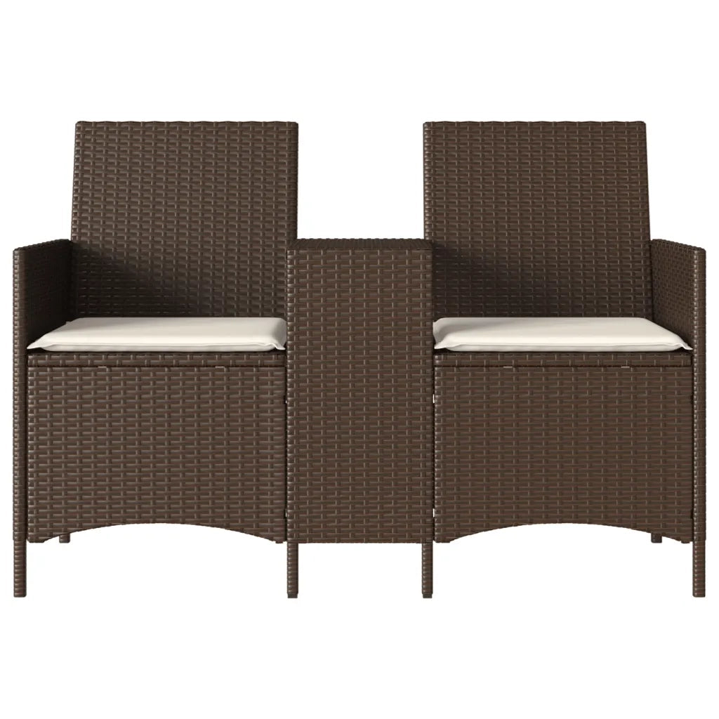 Divano a 2 Posti con Tavolo e Cuscini Marrone in Polyrattan 4003885