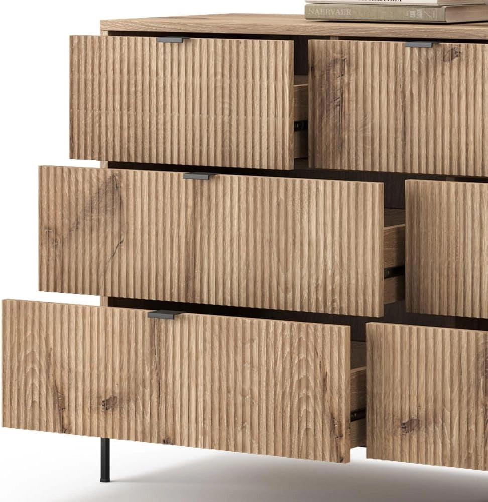 Credenza Eliza, Quercia vichinga, 42 x 81 cm con 7 cassetti, per la conservazione di abbigliamento e oggetti per la casa
