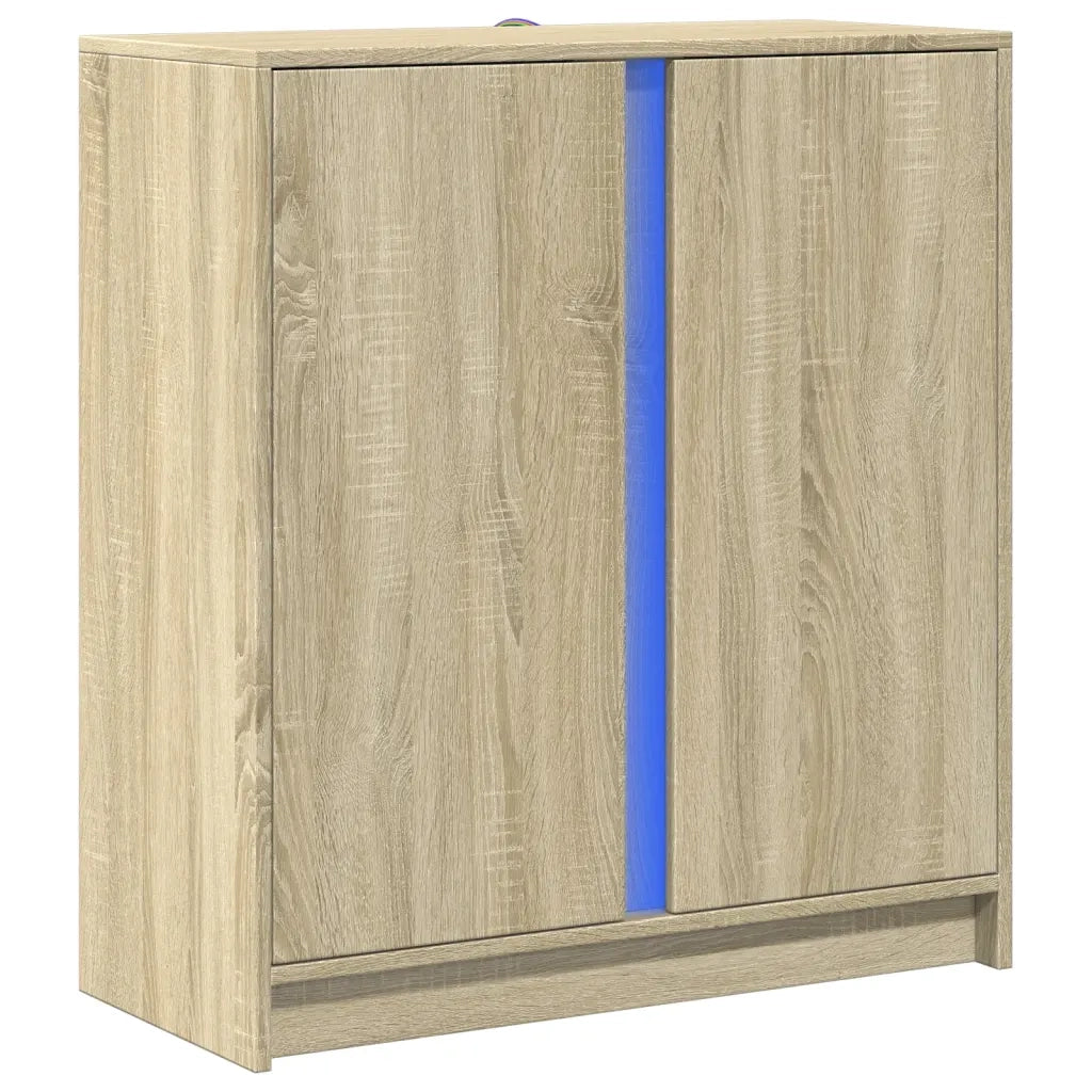 Credenza con LED Rovere Sonoma 77x34x85 cm in Legno Multistrato