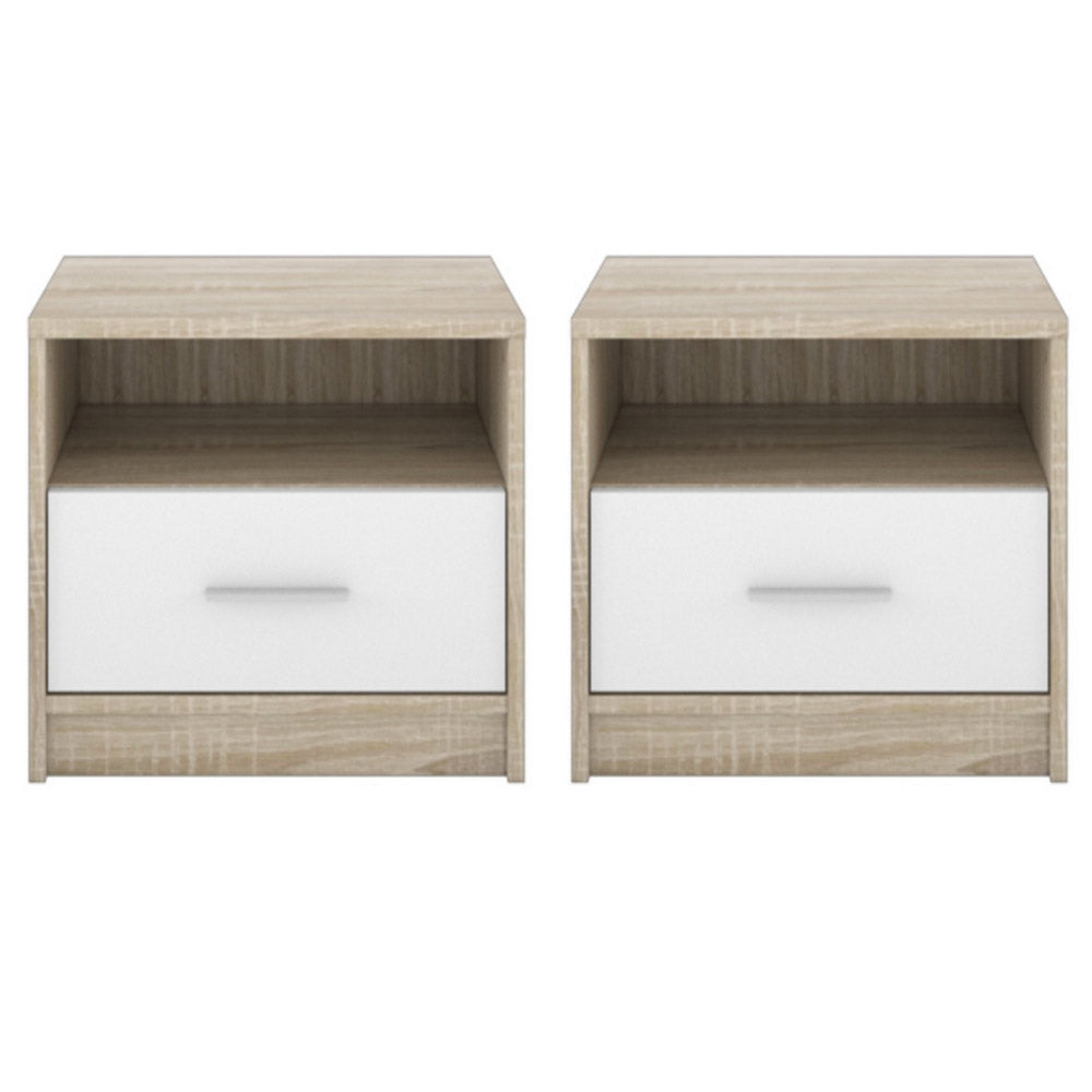 Set 2 Comodino 49,5x33,5x42 cm Nepo rovere sonoma bianco