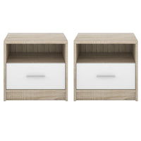 Set 2 Comodino 49,5x33,5x42 cm Nepo rovere sonoma bianco