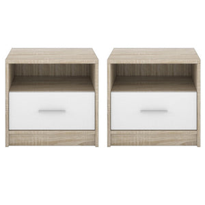 Set 2 Comodino 49,5x33,5x42 cm Nepo rovere sonoma bianco