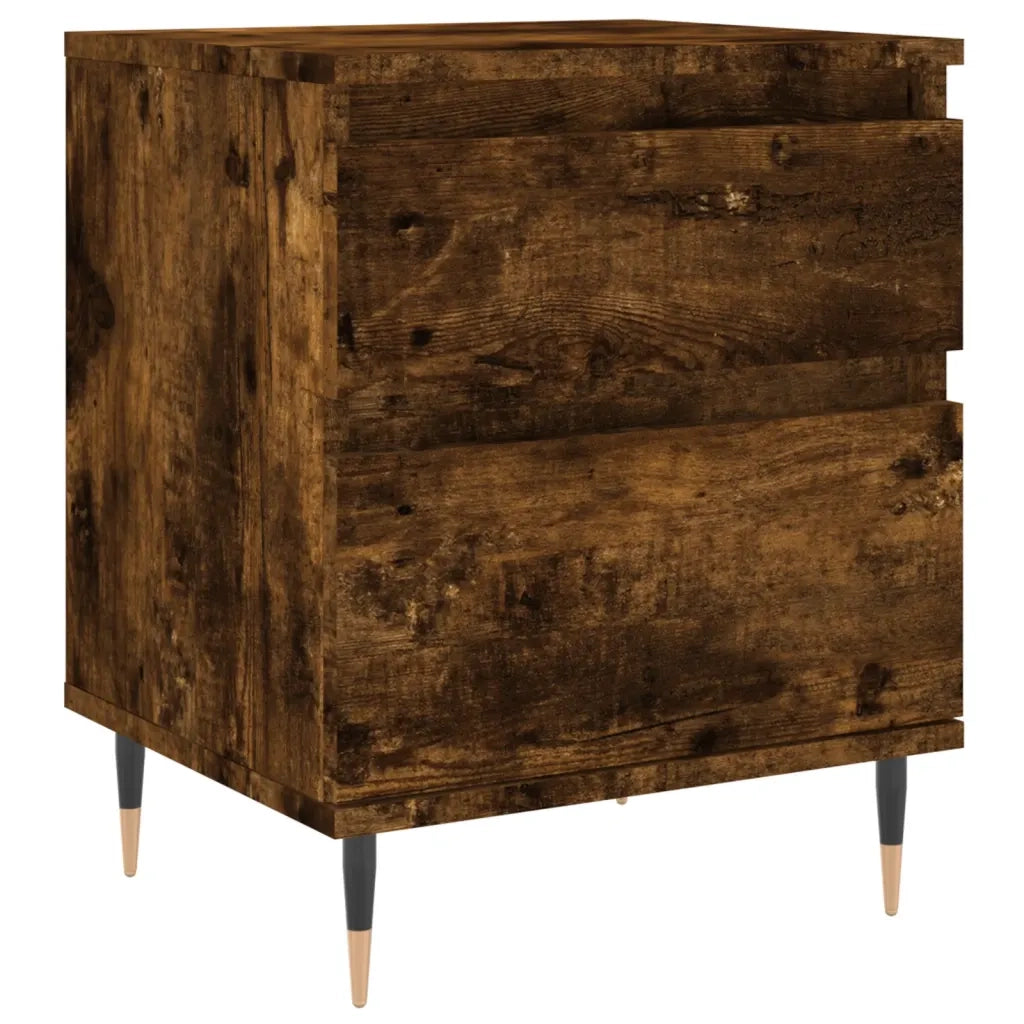 Comodini 2pz-Set di 2 Tavolino da notte Rovere Fumo 40x35x50 cm in Legno Multistrato 434073
