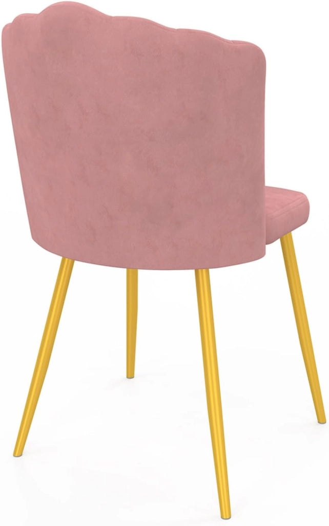 Set di 2 sedie a conchiglia ADELLA in velluto rosa con gambe dorate