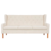 Divano a 3 Posti-Sofa 3 Posti in Tessuto Bianco Crema