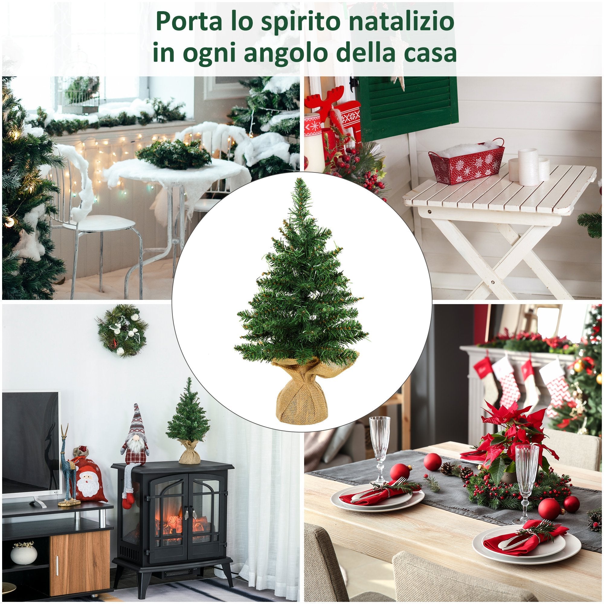 Mini Albero di Natale Artificiale 45 cm 50 Rami  Pino Verde