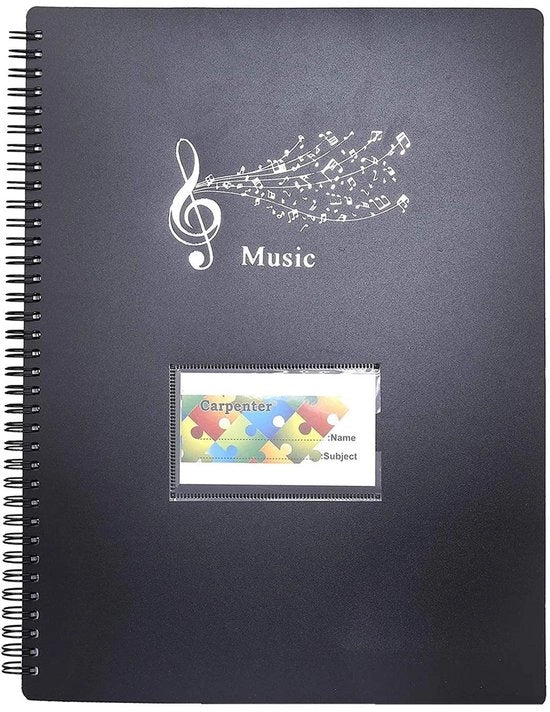 Portafoglio musicale A4 multifunzionale - 20 tasche - Tasche interne antiscivolo - Polypropilene di alta qualità - Resistente ai shock - Quaderno di appunti